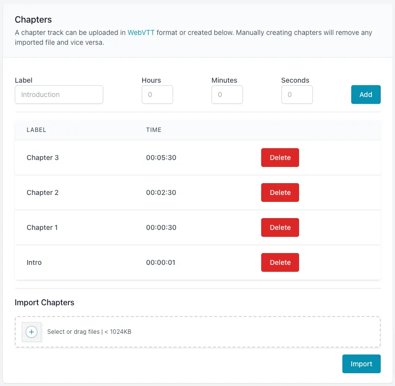 Chapters Form