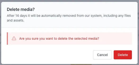Delete audio Delete Video