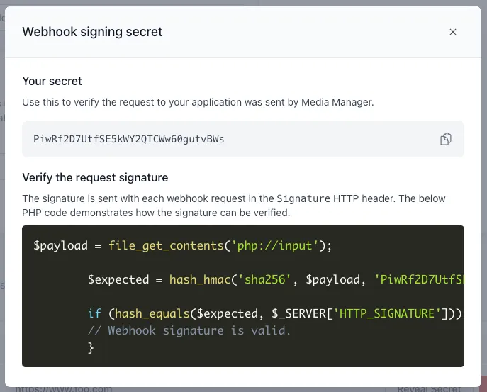 Webhook secret